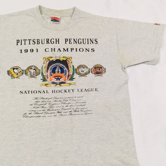 Vintage 1991 Pittsburgh Penguins Champions T-Shirt - Picture 2 of 7